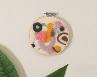 Contemporary Abstract Needle Felt Embroidery Wall Hanging