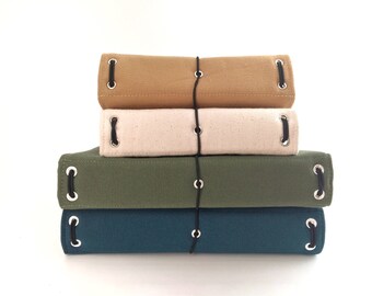 Traveler's Notebook Covers, fabric fauxdori, 100% cotton canvas - pick your size. Refillable notebook cover. Pen loop, pockets