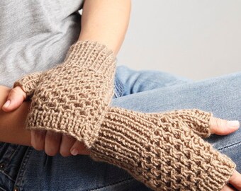 Beige Fingerless Gloves