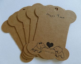 Set of 5 large tags happy time kraft cardboard 2