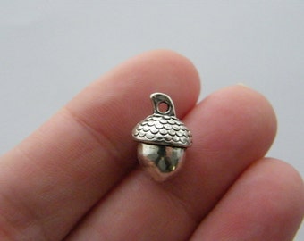 BULK 30 Acorn charms antique silver tone L166