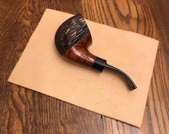 Tobacco Mat No. 2 | Medium-Sized Natural Finish Leather Tobacco Mat, 5" x 7", Handmade Leather Tobacco Pipe Mat, Roll Your Own Mat