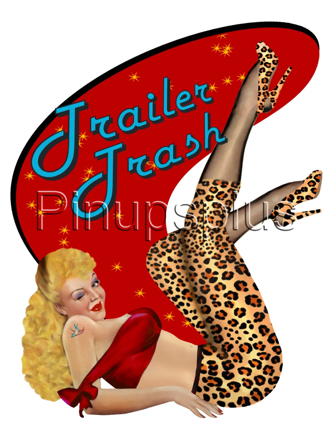 Sexy Hillbilly Trailer Trash Blond Pinup Girl In Leopard Print