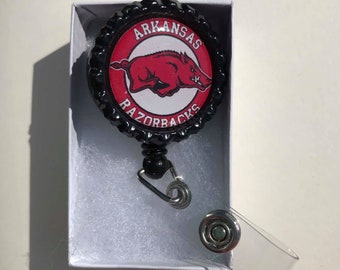 Arkansas Razorbacks Retractable ID Badge Reel, Arkansas Razorbacks magnets, Arkansas Razorbacks earrings, Arkansas Razorbacks keychain