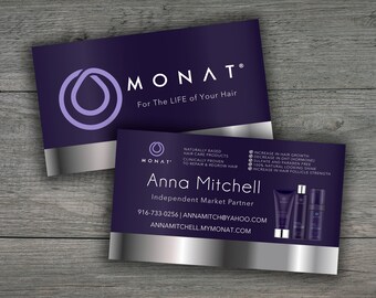 Monat Business Cards - 3,5x2 inches -Monat Business, Printable Business Cards - Monat Hair Care,Purple Monat