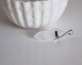 Platinum support point crystal - natural gemstone point pendant