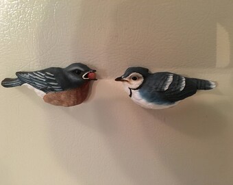 Blue Jay Chick Magnets - Set of 2 - Second Nature Design - Wildlife Collection - New in Box