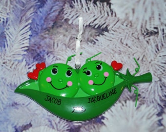 Personalized Two Peas in a Pod Christmas Ornament