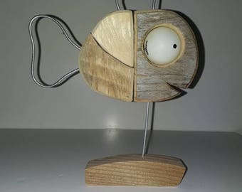 Friendly fish in wood and wire