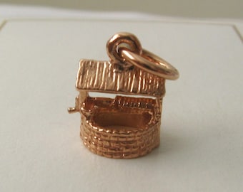 Genuine SOLID 9K 9ct ROSE GOLD 3D Wishing Well charm/pendant