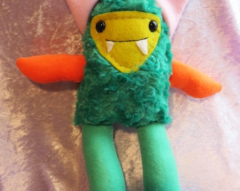 Plush Monster, Mini Monster, Handmade Plush Monster, Furry Monster, Handmade Plushies, Handmade Monster, Handmade Toy, Vampire, Faux Fur