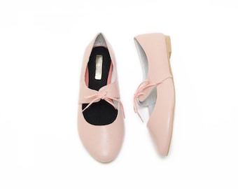 Peach leather Ballet Flats - Wide Fit