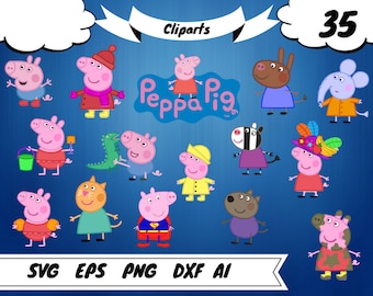 35 Peppa Pig clipart,peppa pig svg, peppa pig vector,peppa pig print,peppa pig party,peppa pig birthday, peppa invitation,peppa pig shirt