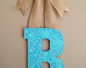 Hand Painted Monogram Letter-Monogram Letter-Letter Door Hanger-Painted Letter-Letter for Wall-Monogram Letter Wreath-Nursery Letters
