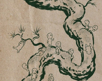 Ghibli - "Kodama Forest Spirits" - Princess Mononoke Print