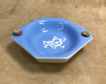 Baby Bowl Insulated Baby Blue Ducks Antique Ceramic Baby Dish, Warming Plate, Vintage 1900’s Baby Food Dish, Collectible Baby Gift