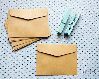 Mini kraft envelopes, 150g mini kraft pouches, mini kraft wedding bags, invitations, thanks - pack of 10 - 10cm x 7,5cm