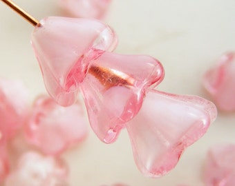 Czech Bell Flower Beads 8x6mm Crystal Light Pink (15pk) SI-8x6F-CLP