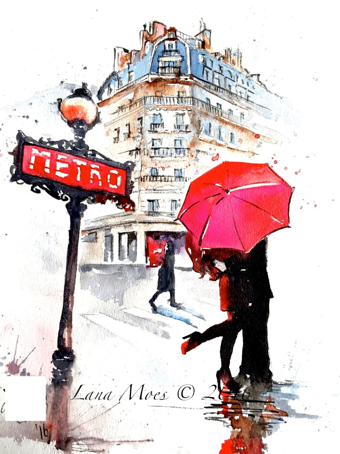 Арт пара под зонтом в Париже