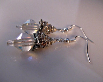 Crystal drop earrings, silver earrings, crystal earrings, dangle earrings, drop earrings, crystal, drop, earring