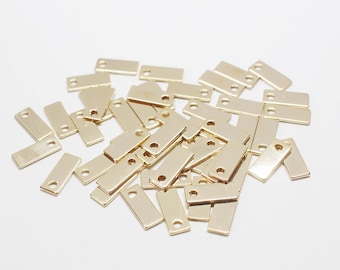 P0413-1/Anti-tarnished Gold Plating Over Brass/Square Tag Pendant/5x12mm/10pcs