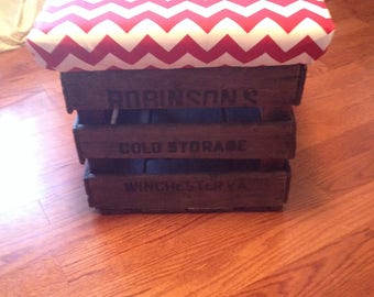 Vintage Apple Crate Stool/Ottoman
