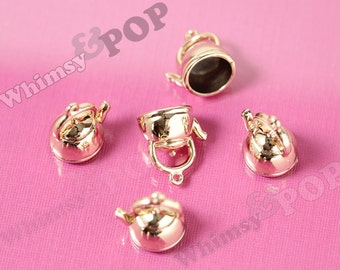 3D Gold Tone Tea Kettle Teapot Charm Pendants, Tea Kettle Charms, Teapot Charm, 20mm x 17mm (R8-184)