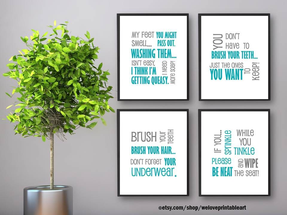 Teal and Gray Bathroom Art Bathroom Quotes Funny Bathroom