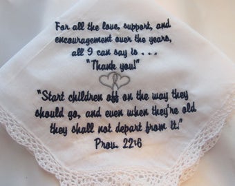 Mother of the Bride Embroidered Wedding Handkerchief