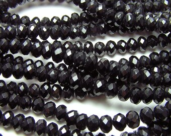 Black Rondelle Beads, 4x6 Black Rondelle Beads, Glass 4mm Beads, Glass 6mm Beads, 4mm Black Beads, 6mm Black Beads, Black Faceted
