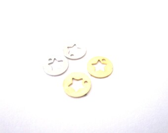 Set of 2 mini gold or Silver Star sequins