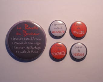 1 magnet 56 mm + 4 magnets 25mm - the recipe for happiness - grey and Red