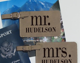 Mr. & Mrs. Luggage Tags - Set of 2 - Mr. Mrs. - Personalized Luggage Tags - Wedding Gift - Bridal Shower Gift - Mr. Mrs. Luggage Tags
