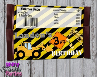 CONSTRUCTION CANDY BAR Wrappers, Construction Chocolate Bar Wrappers, Little Worker Candy Bar Wraps, Construction Party, Little Worker,