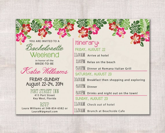 Bachelorette Party Invitations With Itinerary 4