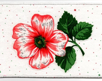 Christmas Hibiscus Quilted Fabric Postcard