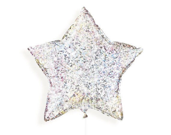 HOLOGRAPHIC Silver Star Balloon Silver Star Balloons 20 Inch
