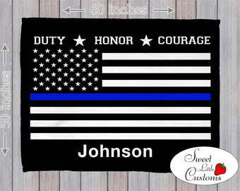 Thin Blue Line Flag Police Blanket - % of proceeds donated to Police organization