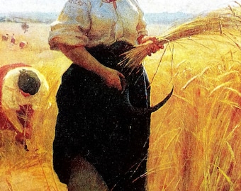 Soviet Postcard - Artist M. Pimonenko "Reaper", 1950-60ss