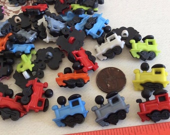 SET of 20 Assortment of Colored Train Shanked Buttons Craft knitting Embellishment