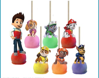 Paw Patrol Cake Pop Toppers Printables -- DIGITAL -- All 7 characters -- 2-SIDED -- Also works on cupcakes!
