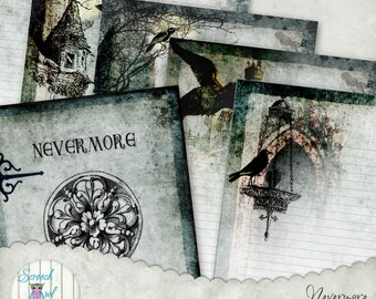 Gothic Journal, Printable Book of Shadows, Grimoire, Printable Journal Pages, Paper Craft Supplies, Printable Stationery, - 'Nevermore'