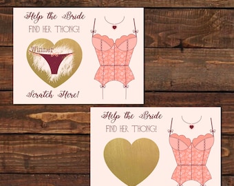20 Bachelorette Party Scratch Off Game - Thong Funny game - Funny Bridal shower activity - Lingerie Party