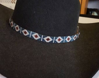 Western Bead & Leather Cowboy Hat Band