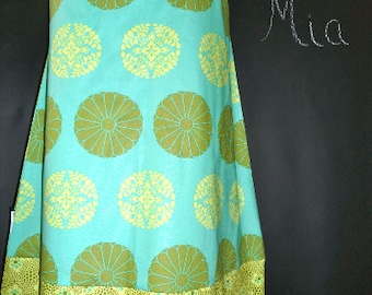 Sample SALE - Will fit Size M/L - Ready to MAIL - A-line SKIRT - Amy Butler - Green and Mint - by Boutique Mia