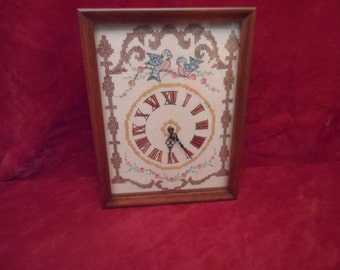 Crewel Embroidered Wall Clock