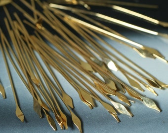 Gold plated paddle pin spear 21g thick 45mm long, 30 pcs (item ID F1781FN)