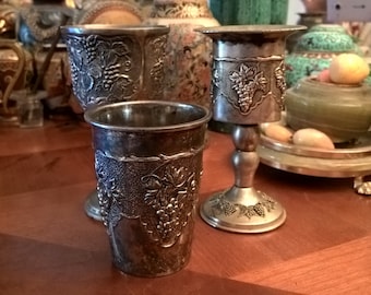 Two cups and a glass of Kiddush