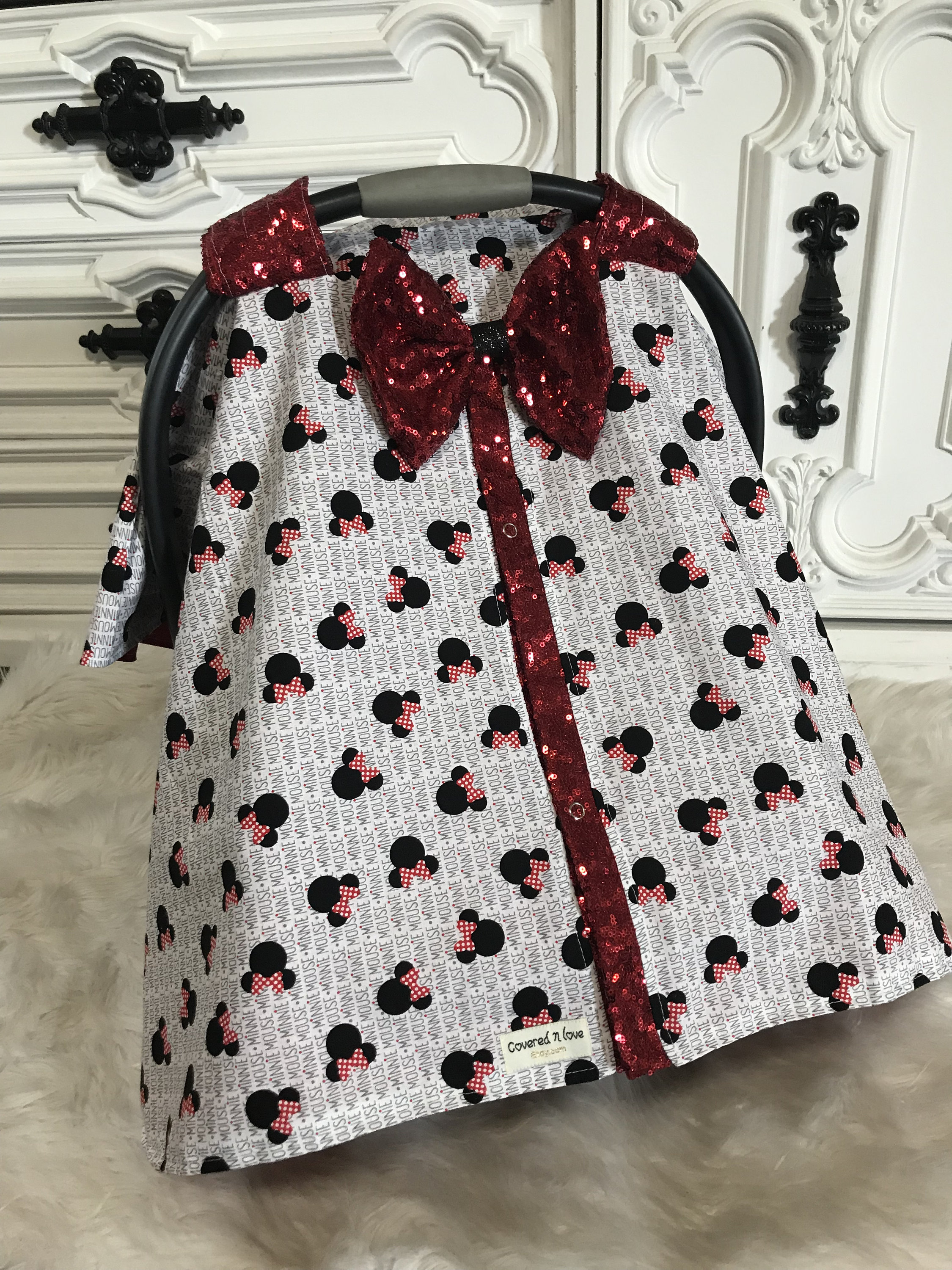 Minnie Mouse car seat canopy , sparkle slit and bow , Minnie Mouse ... Minnie Mouse car seat canopy , sparkle slit and bow , Minnie Mouse ...