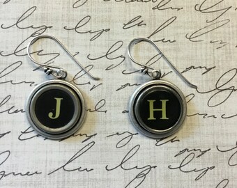 Vintage Typewriter Earrings/Custom Initials